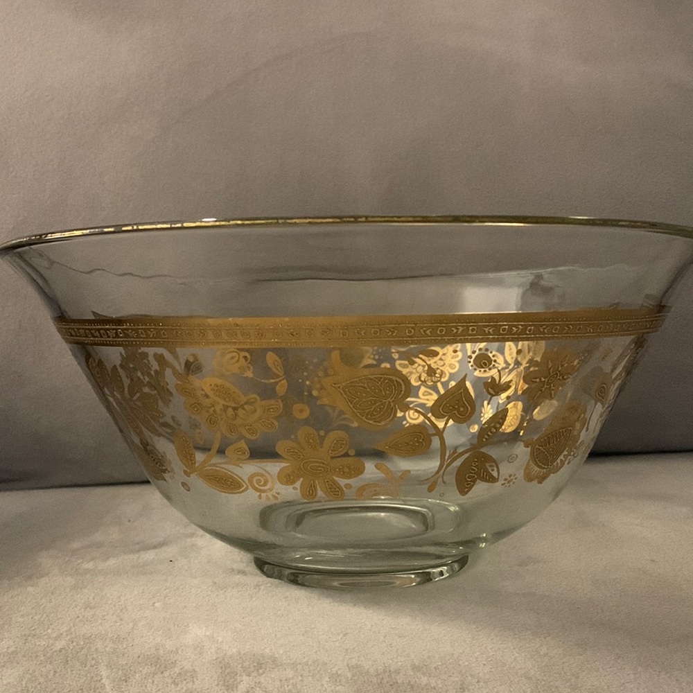 Vintage Culver 22kt •Chantilly• Pattern Large Glass Serving Bowl